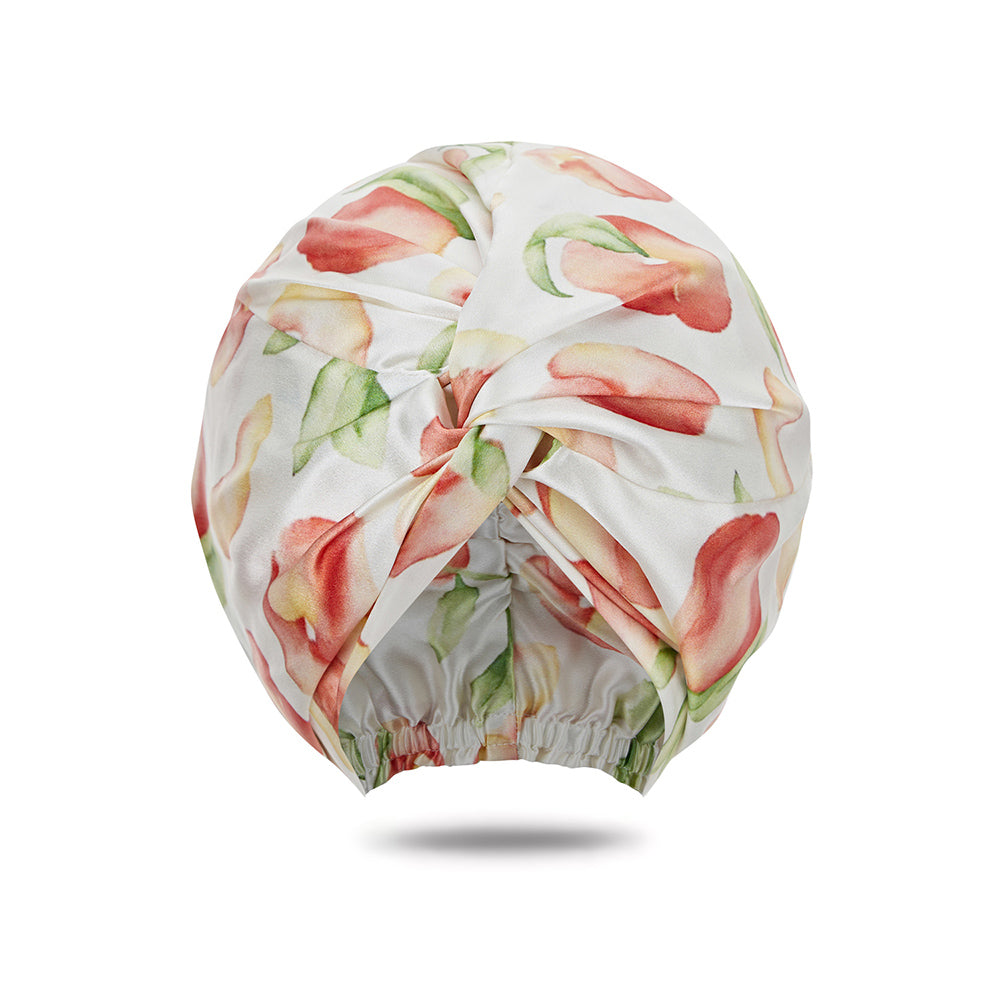 vazasilk double layer silk bonnet Peach Patterned