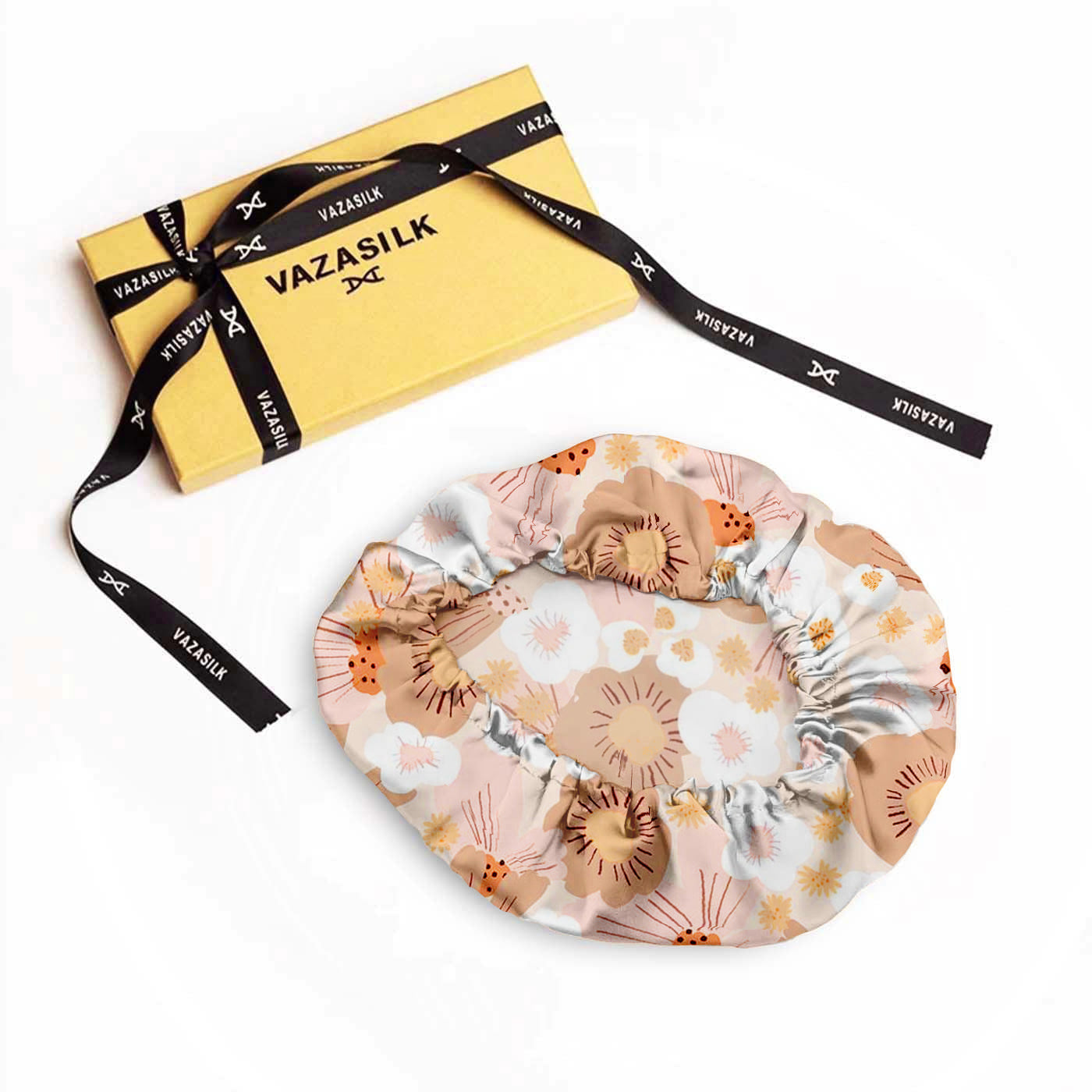 vazasilk single layer silk bonnet Orange Floral