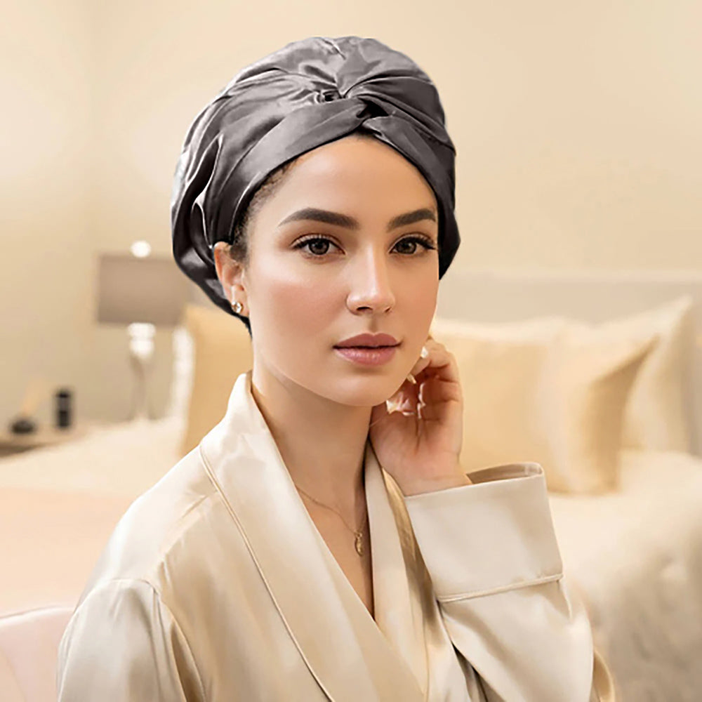 vazasilk double layer silk bonnet gray