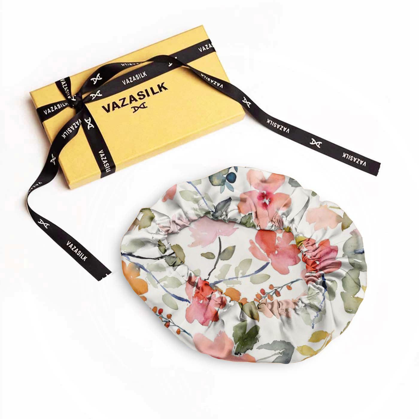 vazasilk single layer silk bonnet White Floral