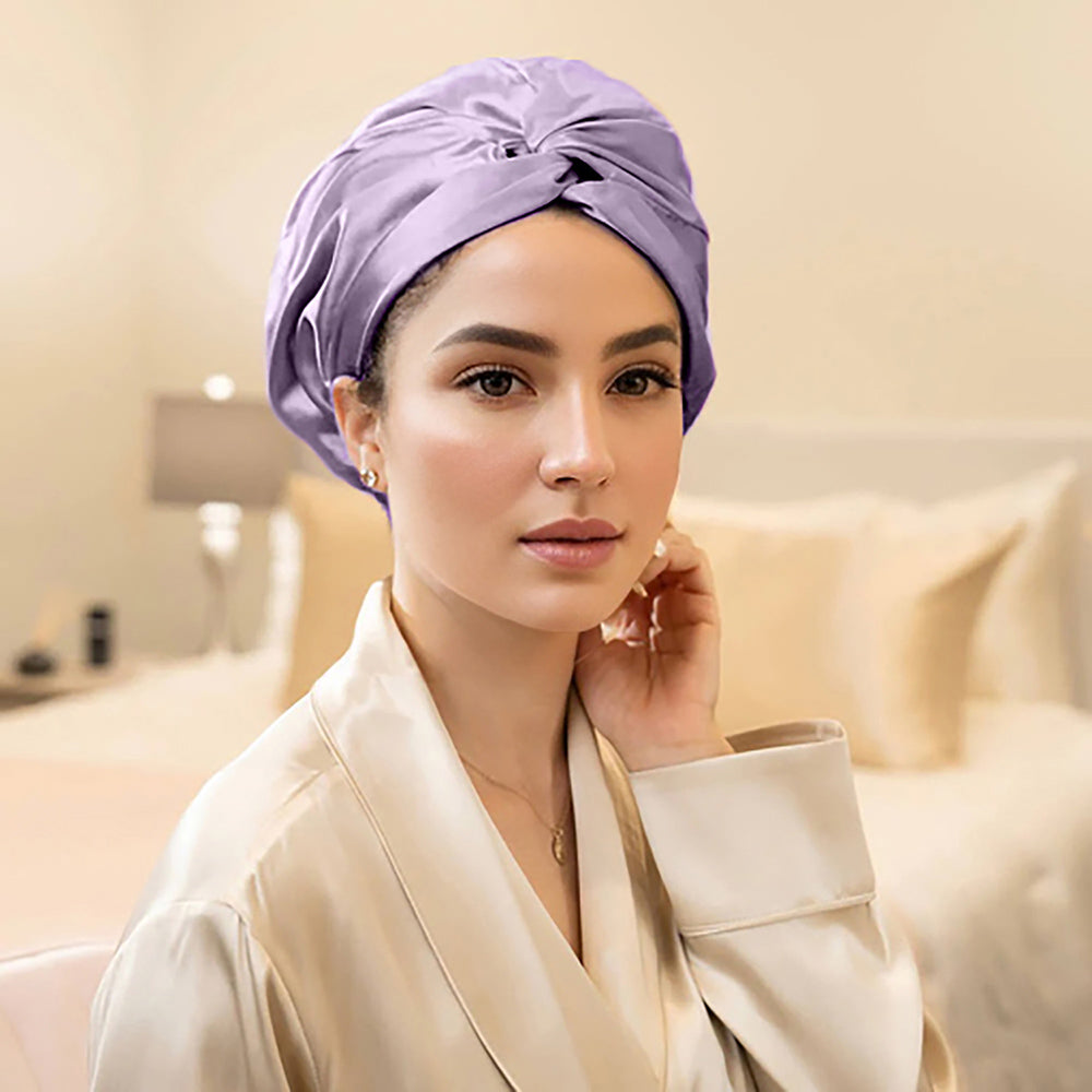 vazasilk double layer silk bonnet light purple
