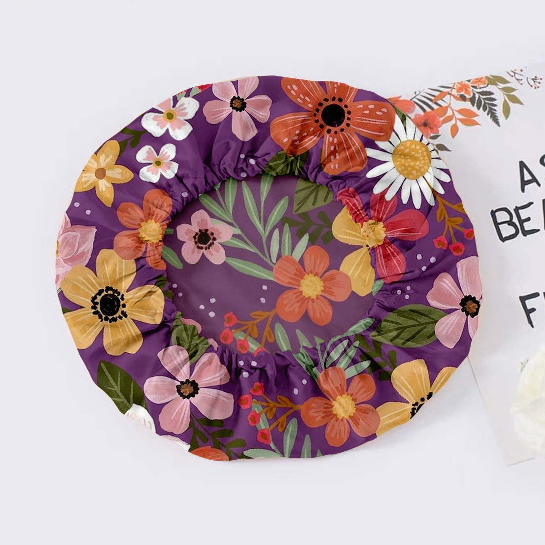 vazasilk single layer silk bonnet Purple Floral