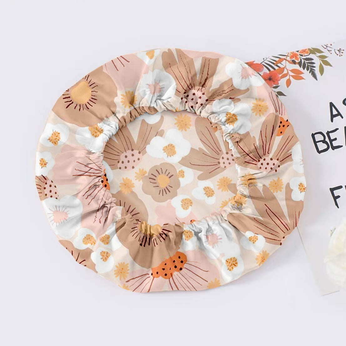 vazasilk single layer silk bonnet Orange Floral