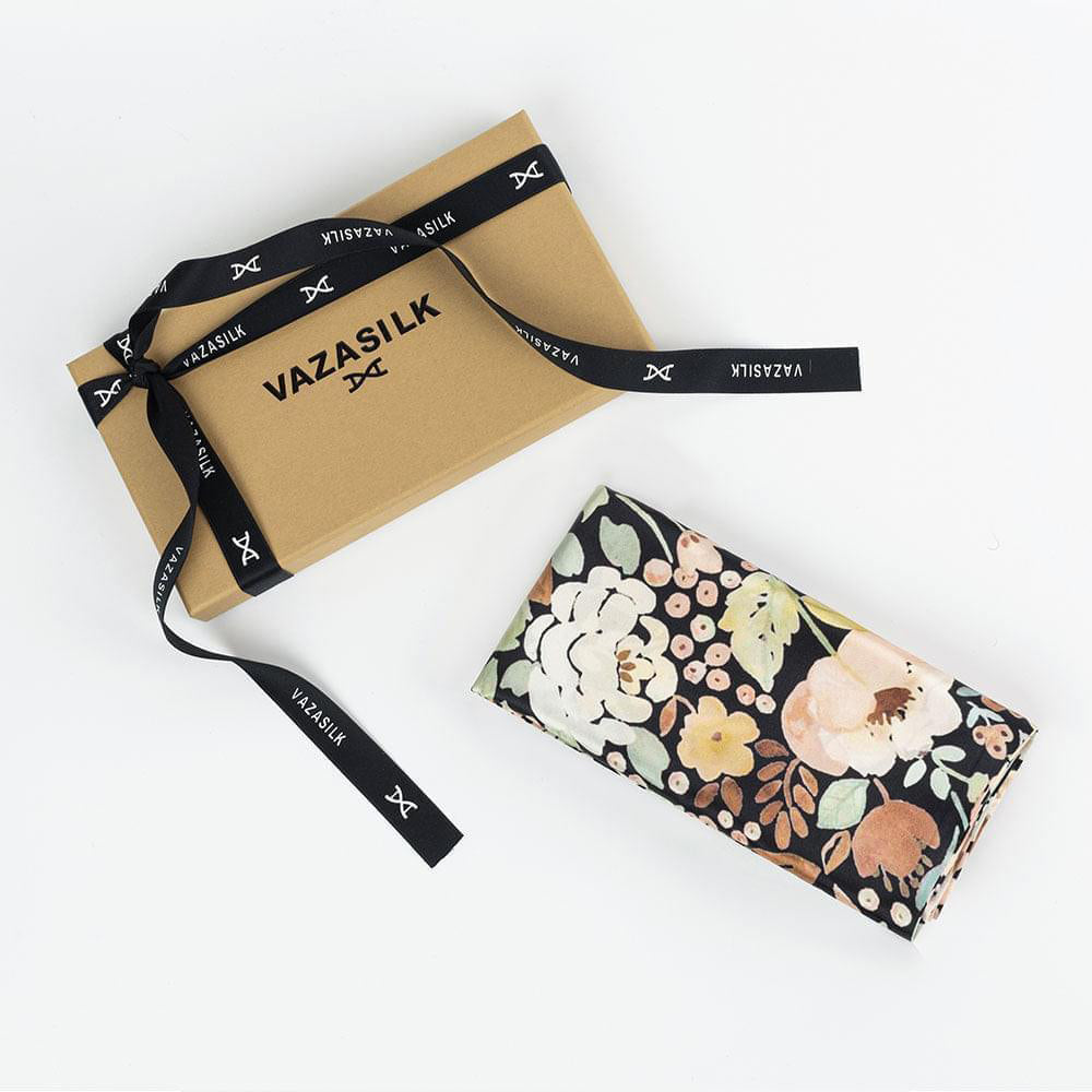 22 Momme Silk Pillowcase - Black Floral