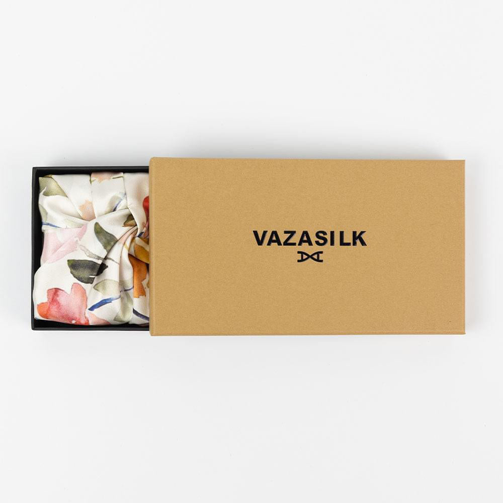 vazasilk double layer silk bonnet White Floral