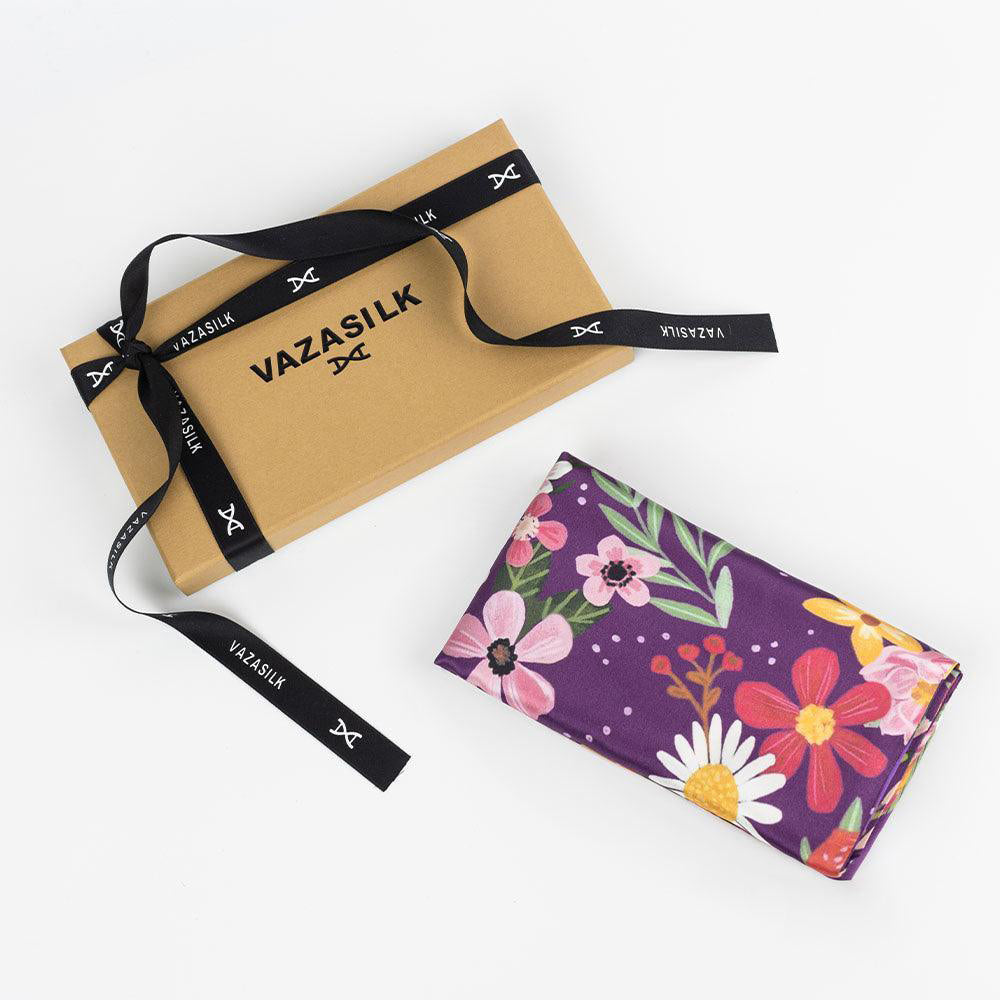 22 Momme Silk Pillowcase - Purple Floral