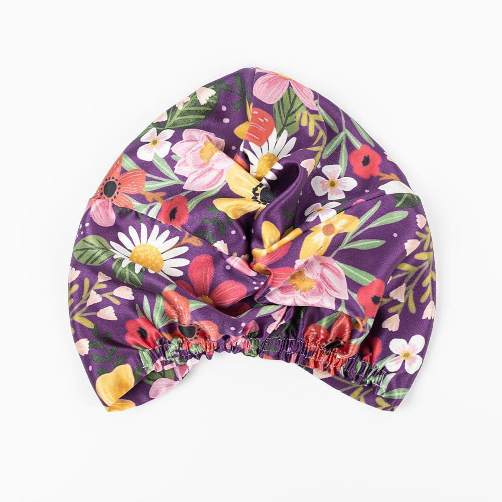 vazasilk double layer silk bonnet Purple Floral