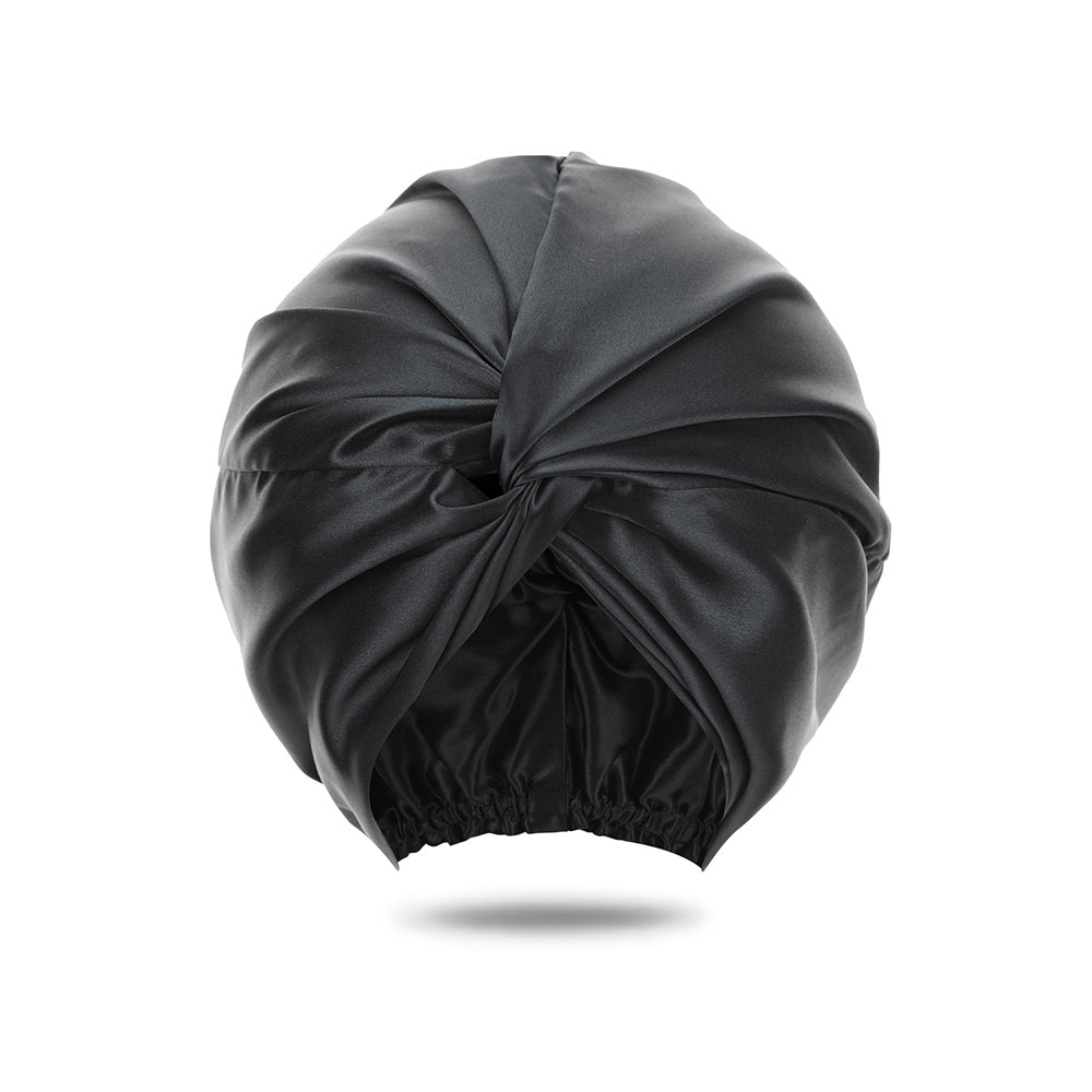 vazasilk double layer silk bonnet black