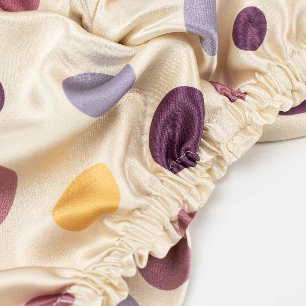 vazasilk double layer silk bonnet Purple Polka Dots