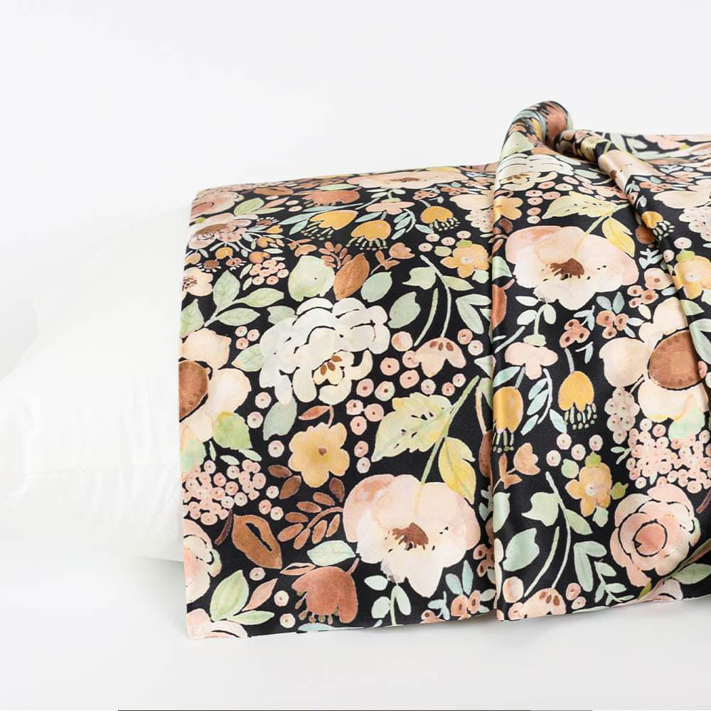 22 Momme Silk Pillowcase - Black Floral