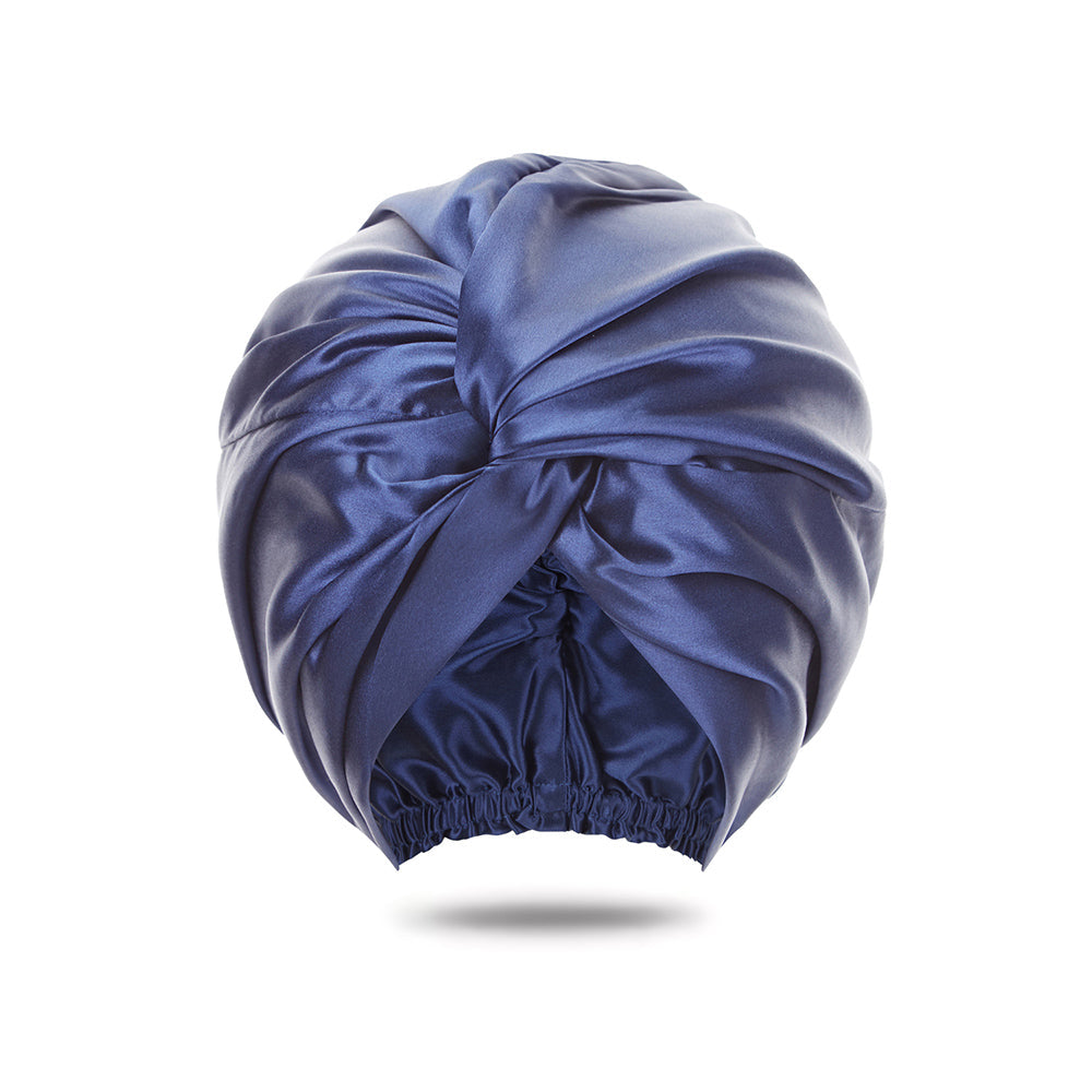 vazasilk double layer silk bonnet navy blue