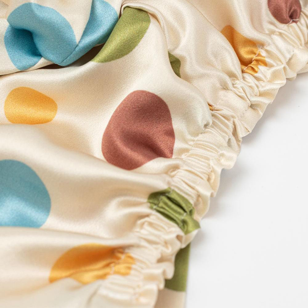 vazasilk double layer silk bonnet Blue Polka Dots