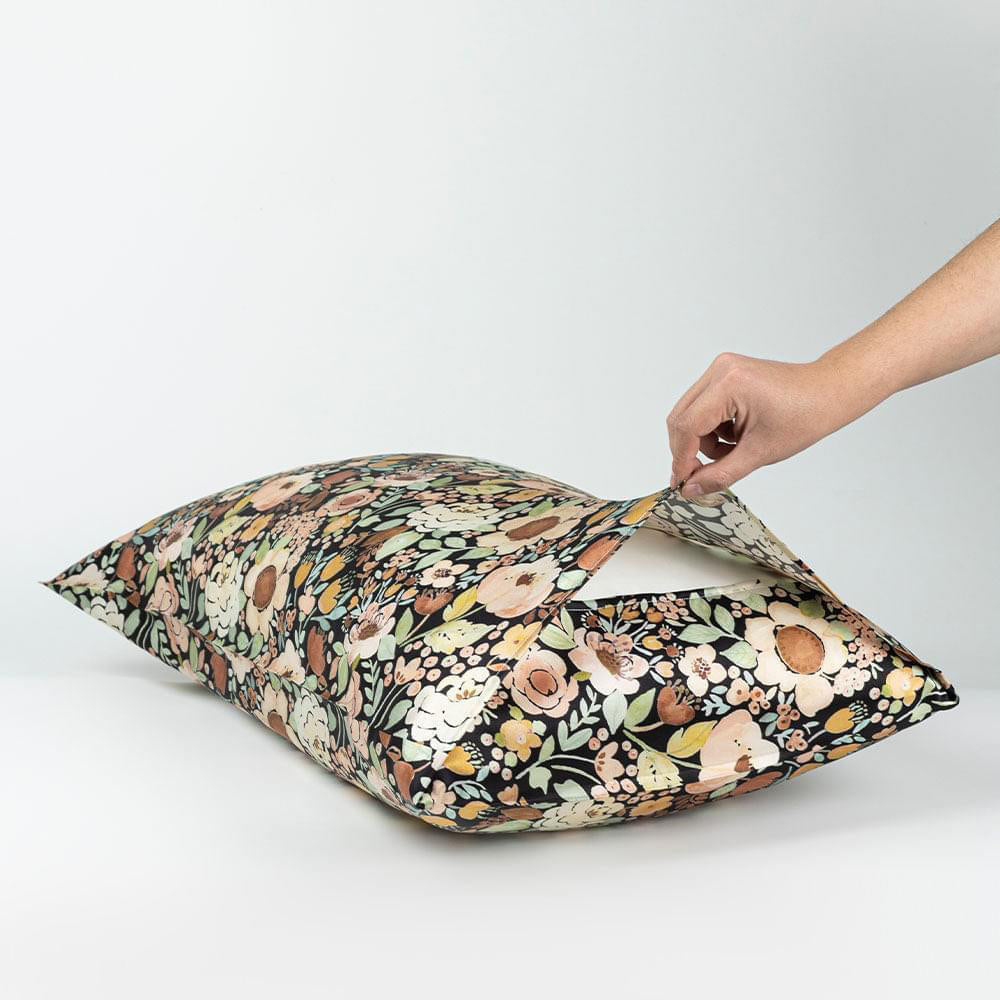 22 Momme Silk Pillowcase - Black Floral