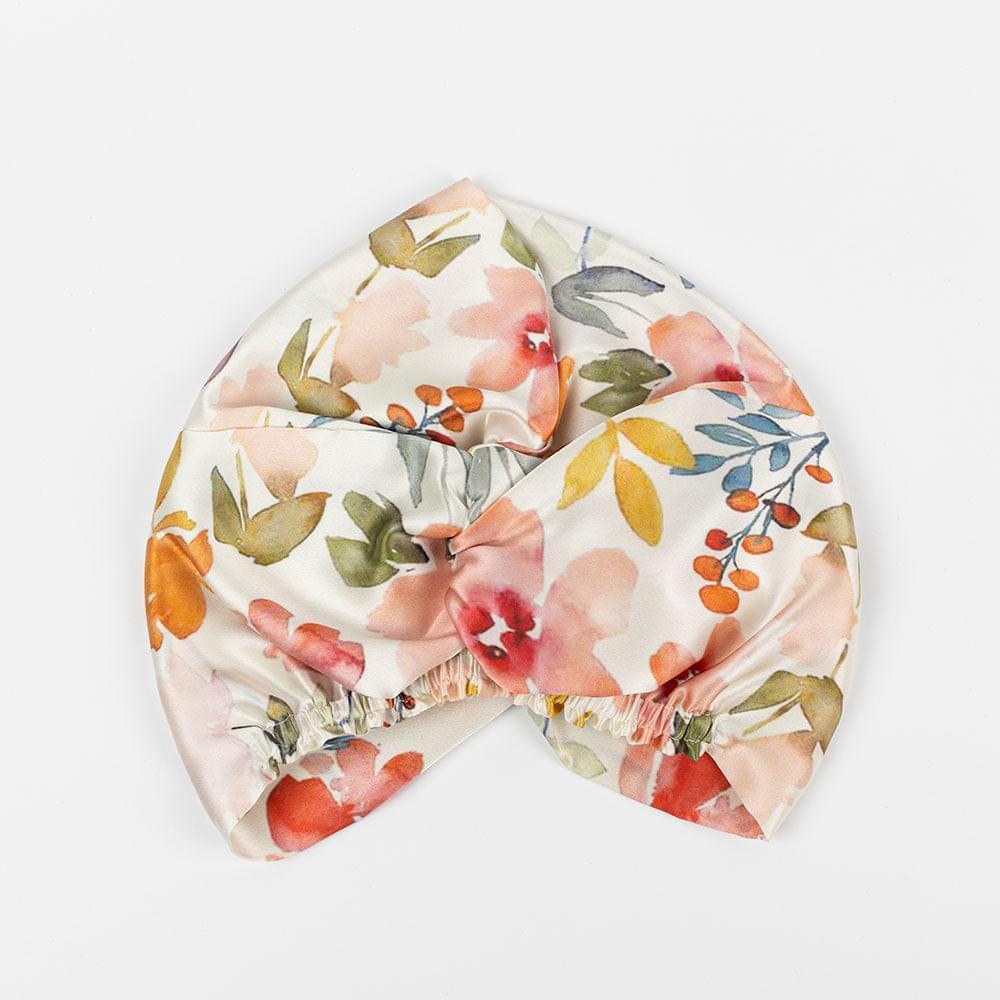 vazasilk double layer silk bonnet White Floral