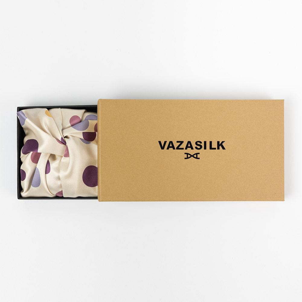 vazasilk double layer silk bonnet Purple Polka Dots