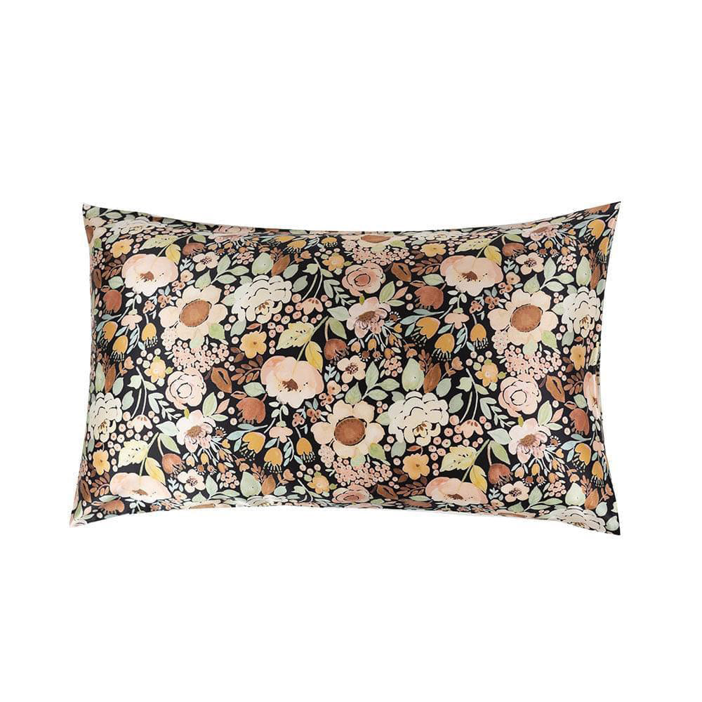 22 Momme Silk Pillowcase - Black Floral