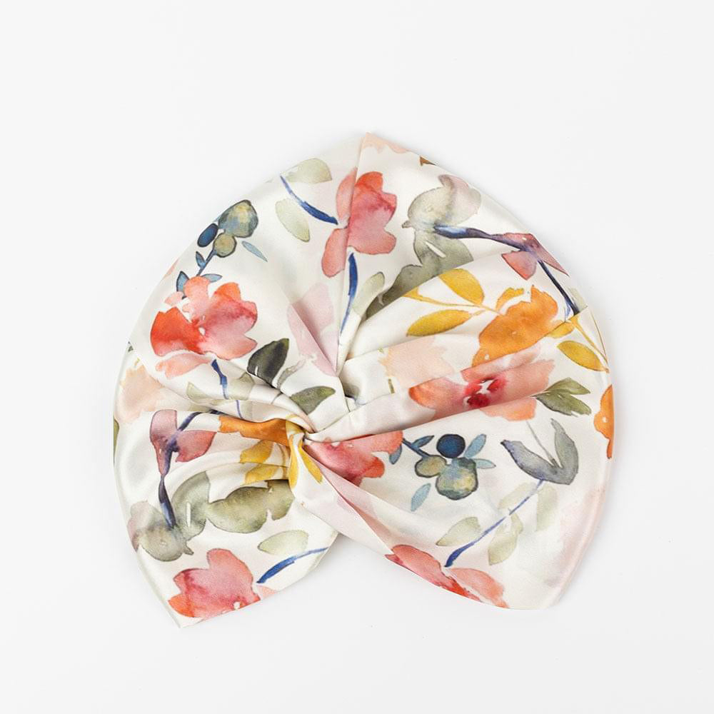 vazasilk double layer silk bonnet White Floral