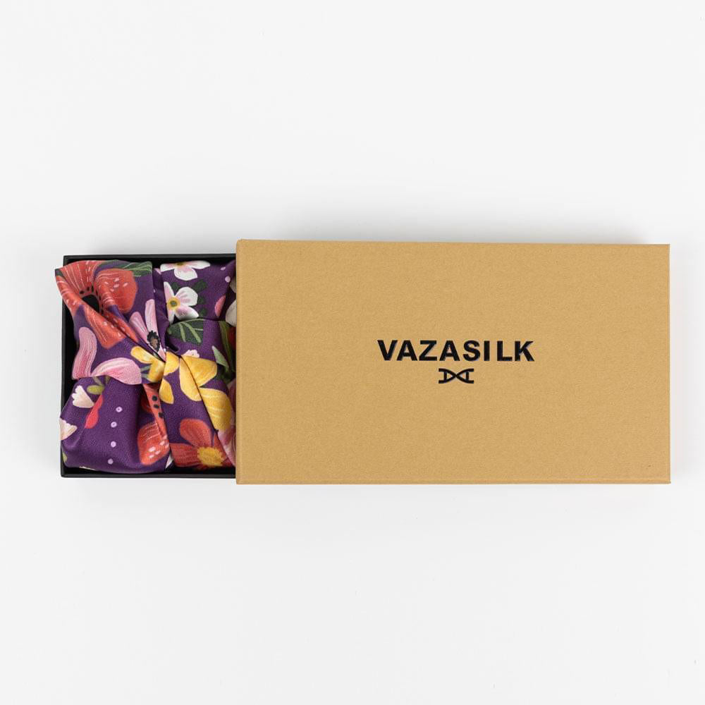 vazasilk double layer silk bonnet Purple Floral