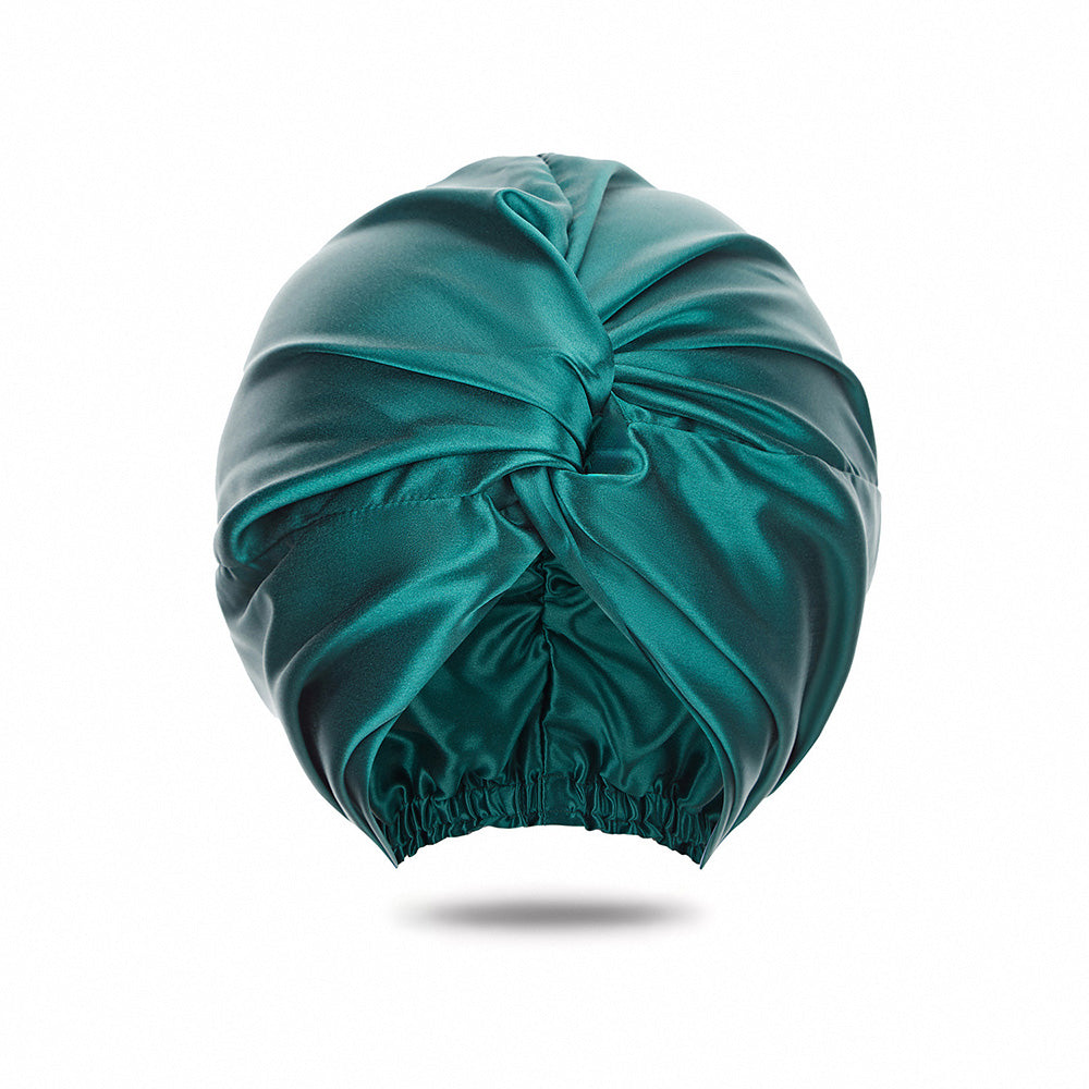 vazasilk double layer silk bonnet dark green