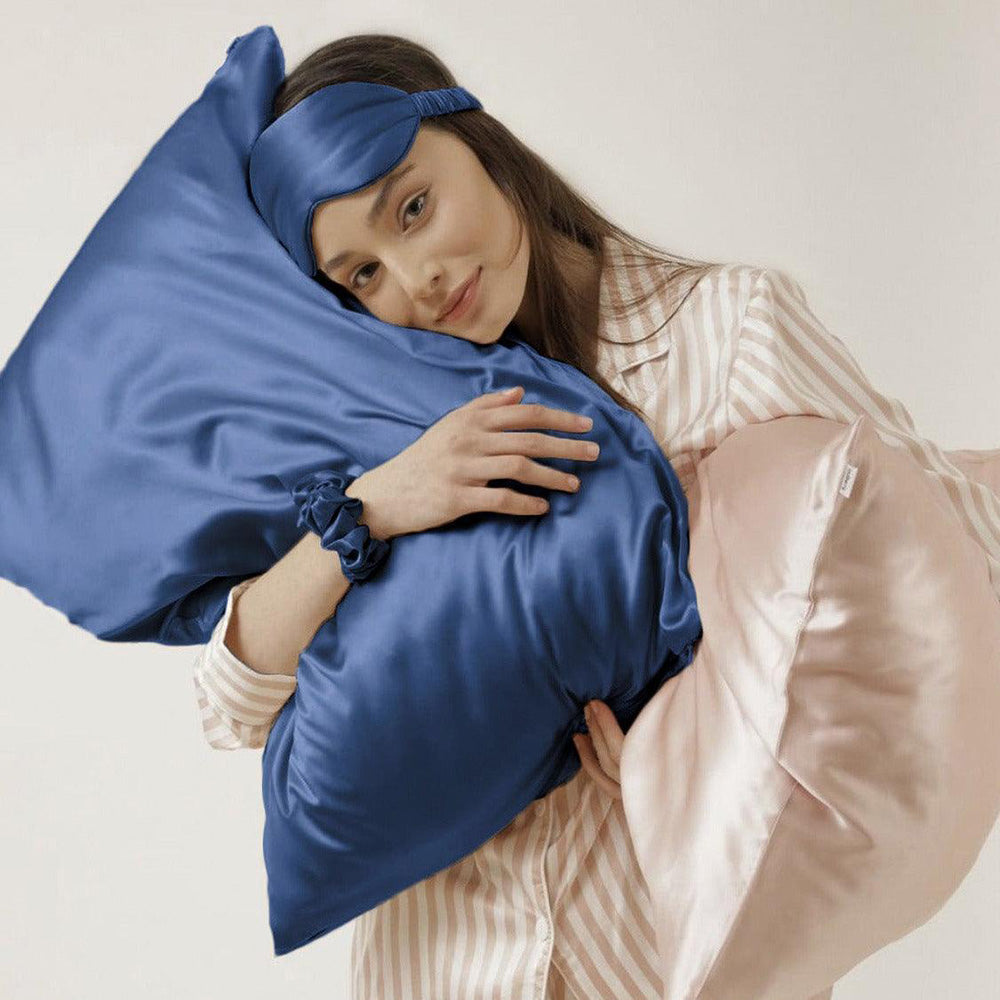 Taie d'Oreiller en Soie 22 Momme - Bleu Marine