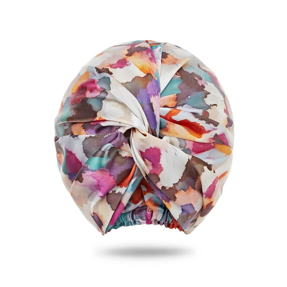 vazasilk double layer silk bonnet Colorful Ink Dyeing