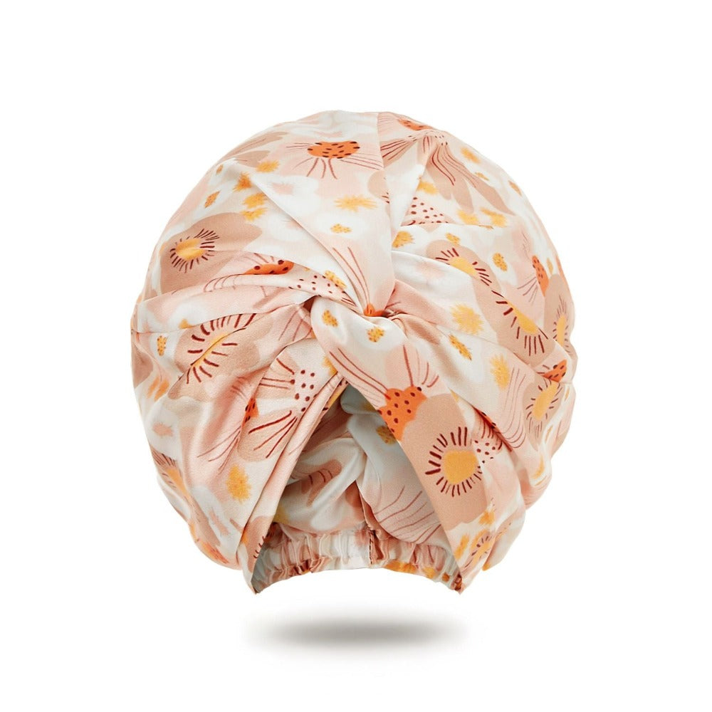 vazasilk double layer silk bonnet Orange Floral