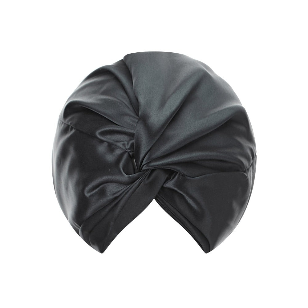vazasilk double layer silk bonnet black