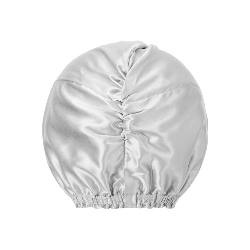 Doppellagige Seidenhaube - Silbergrau