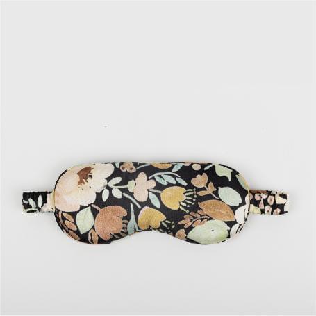 Black Floral Pure Mulberry Silk Sleep Eye Mask - VAZASILK