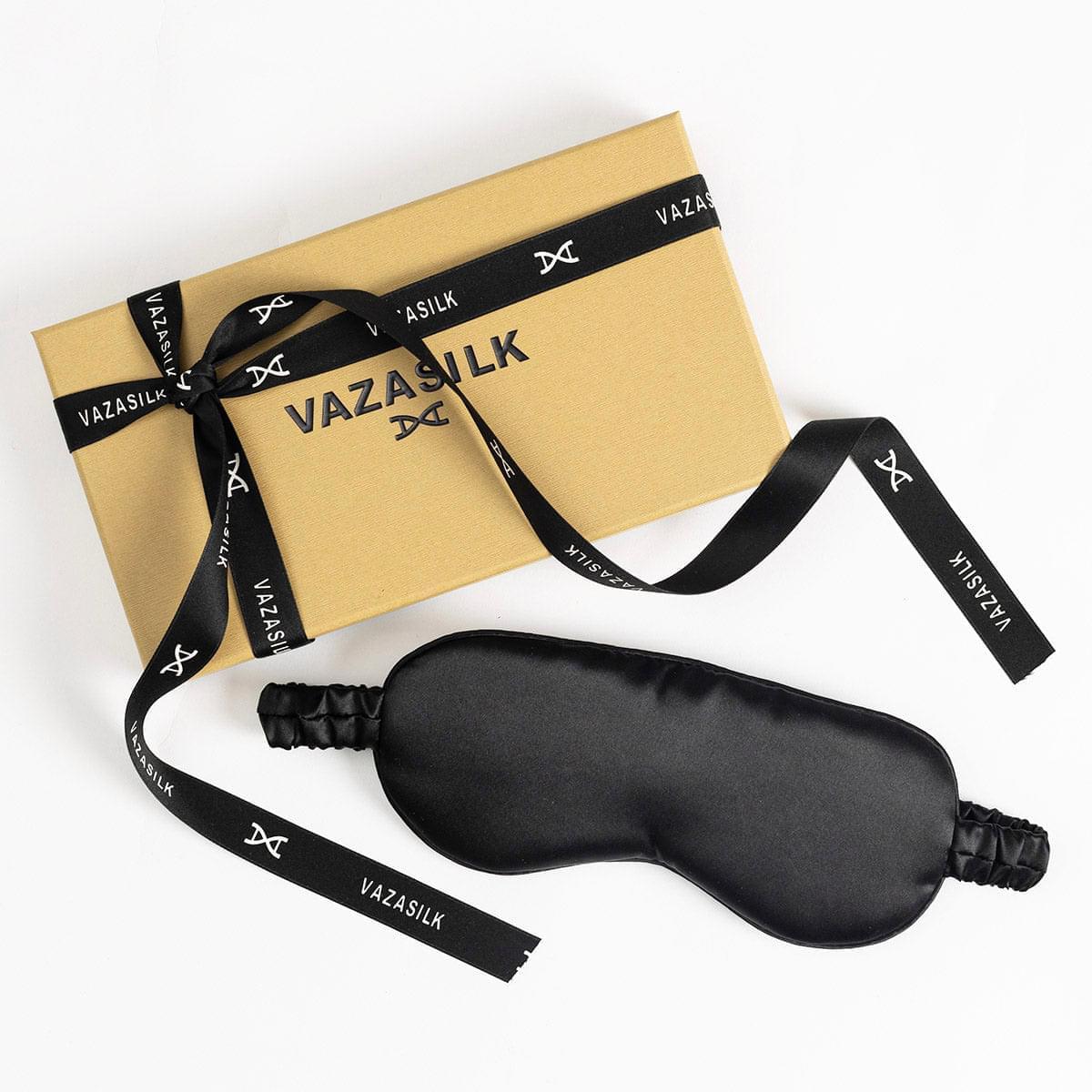 Black Pure Mulberry Silk Sleep Eye Mask - VAZASILK