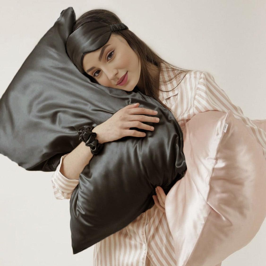 Black Pure Mulberry Silk Sleep Eye Mask - VAZASILK