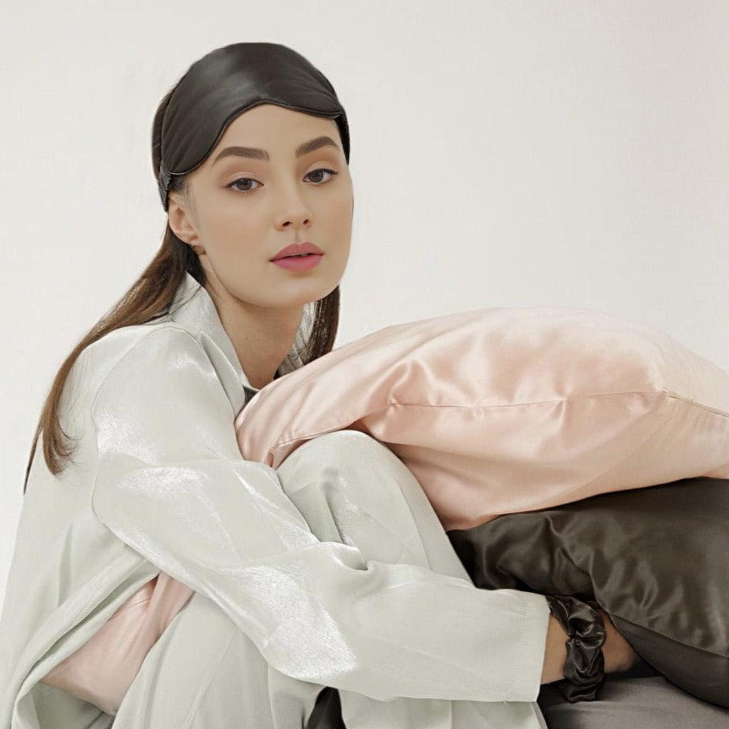 Black Pure Mulberry Silk Sleep Eye Mask - VAZASILK