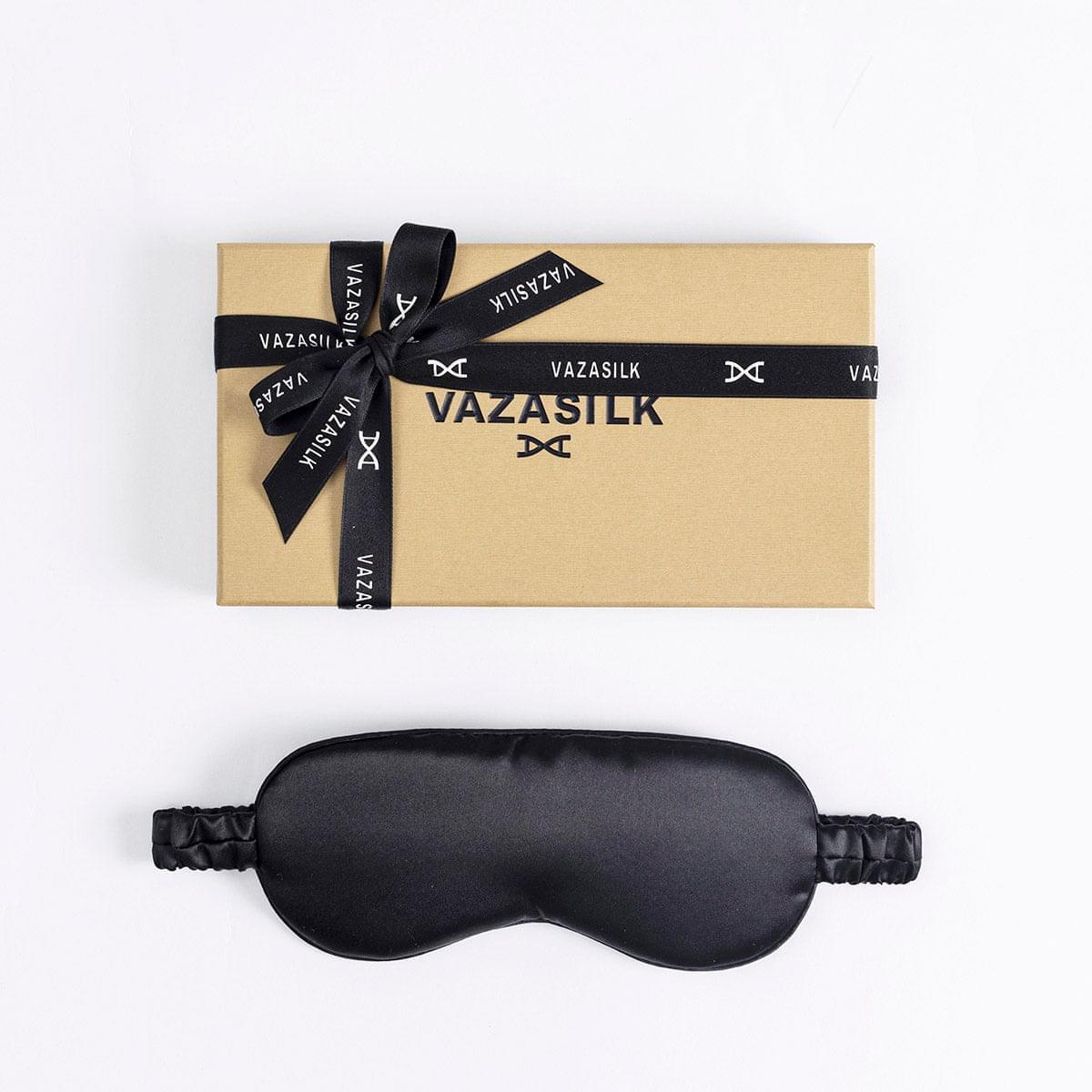 Black Pure Mulberry Silk Sleep Eye Mask - VAZASILK