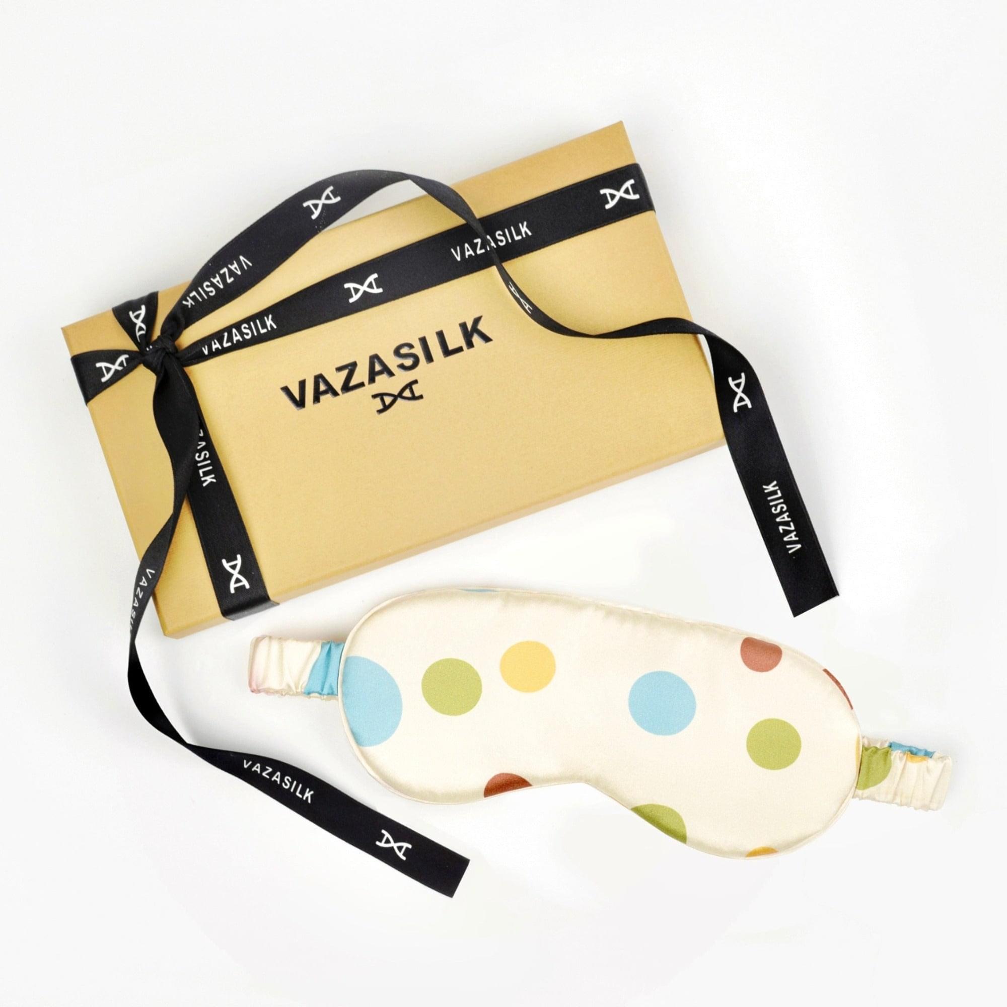 Blue Dots Pure Mulberry Silk Sleep Eye Mask - VAZASILK