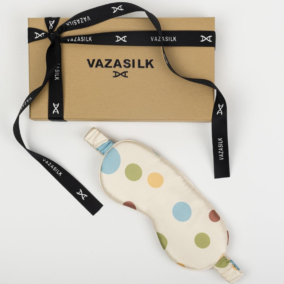 Blue Dots Pure Mulberry Silk Sleep Eye Mask - VAZASILK