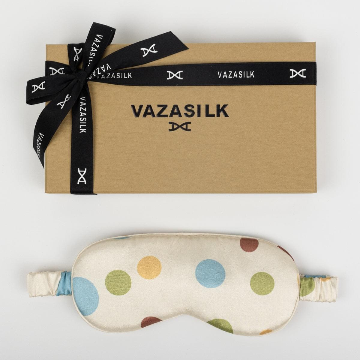 Blue Dots Pure Mulberry Silk Sleep Eye Mask - VAZASILK