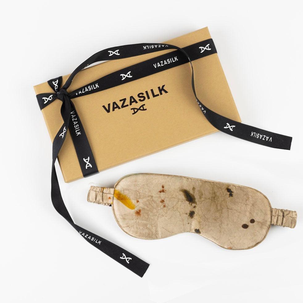 Botanical Taupe Pure Mulberry Silk Sleep Eye Mask - VAZASILK