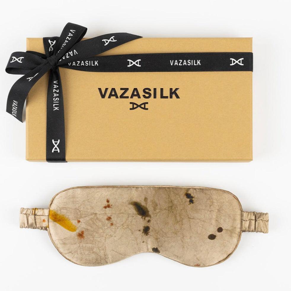 Botanical Taupe Pure Mulberry Silk Sleep Eye Mask - VAZASILK