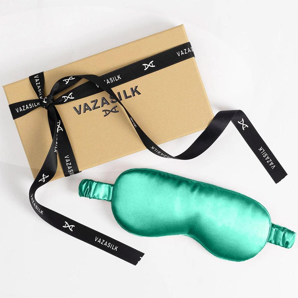 Dark Green Pure Mulberry Silk Sleep Eye Mask - VAZASILK