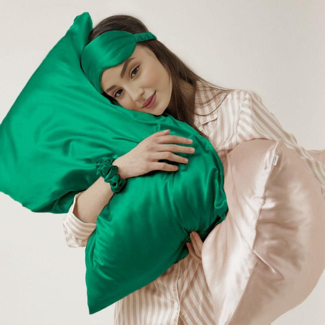 Dark Green Pure Mulberry Silk Sleep Eye Mask - VAZASILK