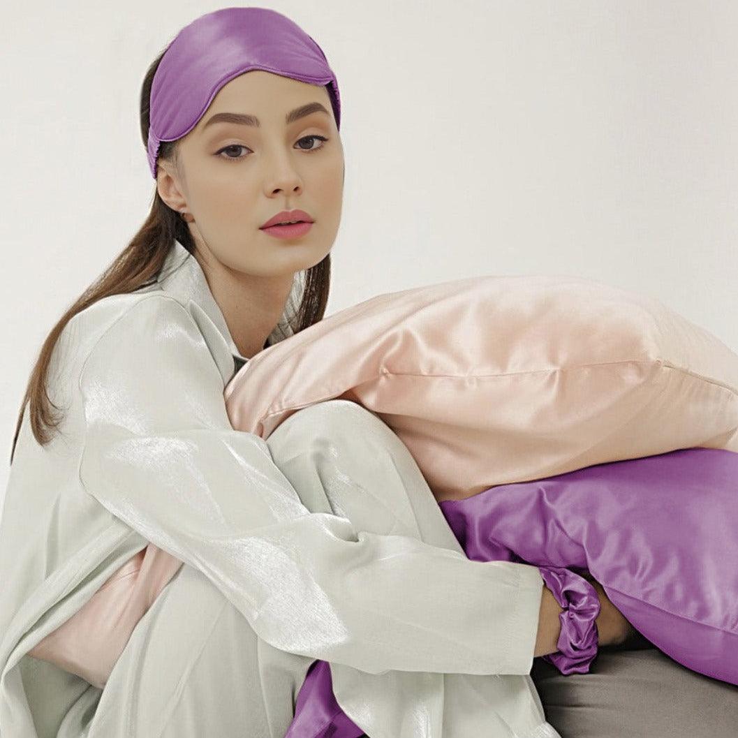 Dark Purple Mulberry Silk Sleep Eye Mask - VAZASILK