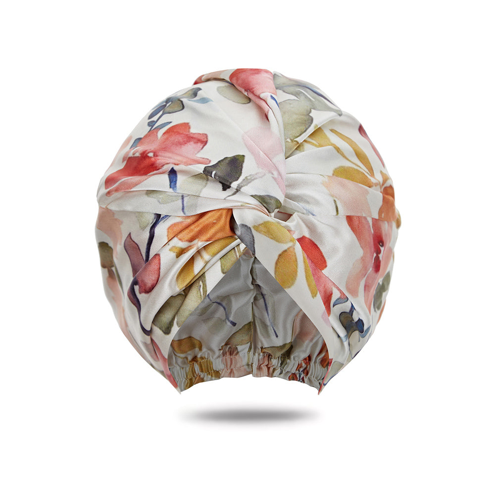 vazasilk double layer silk bonnet White Floral