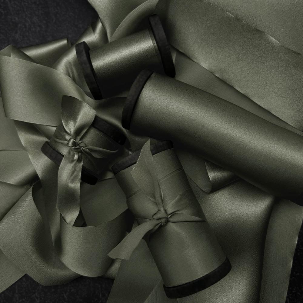 Eucalyptus Green Pure Silk Ribbon - VAZASILK