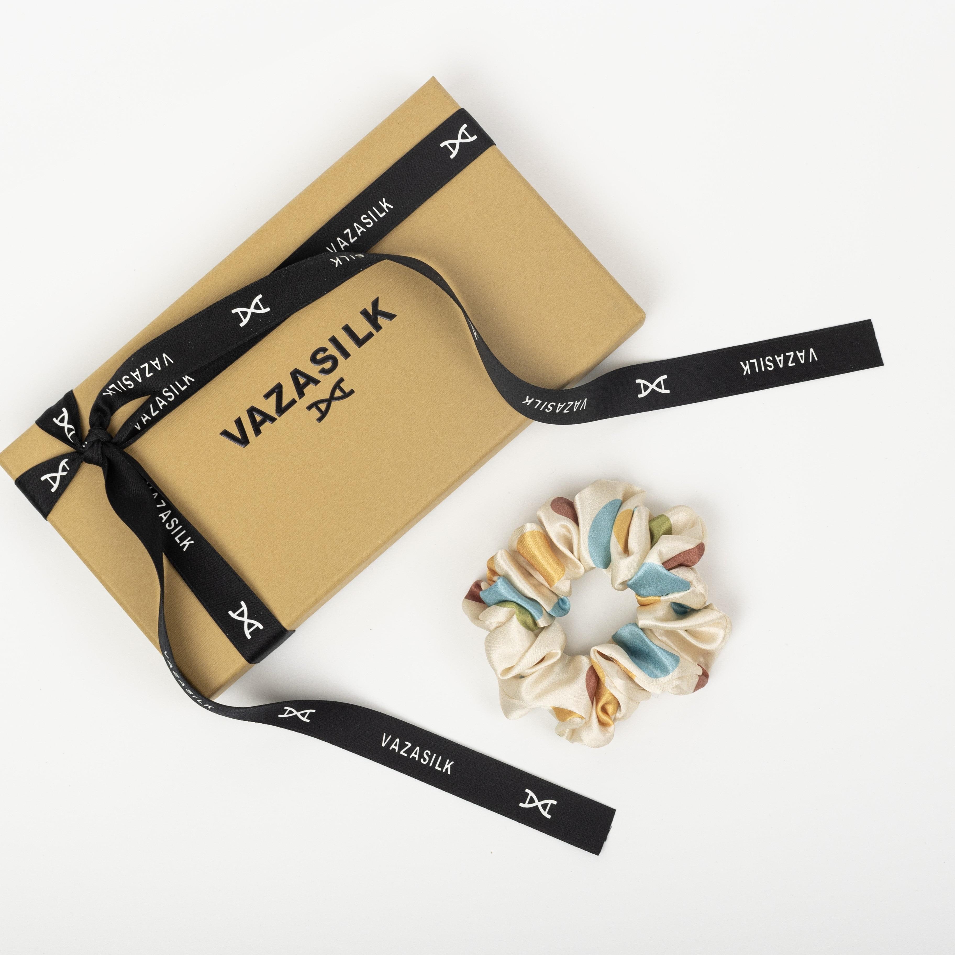 Floral Mulberry Silk Hair Scrunchies Large 6pcs - VAZASILK