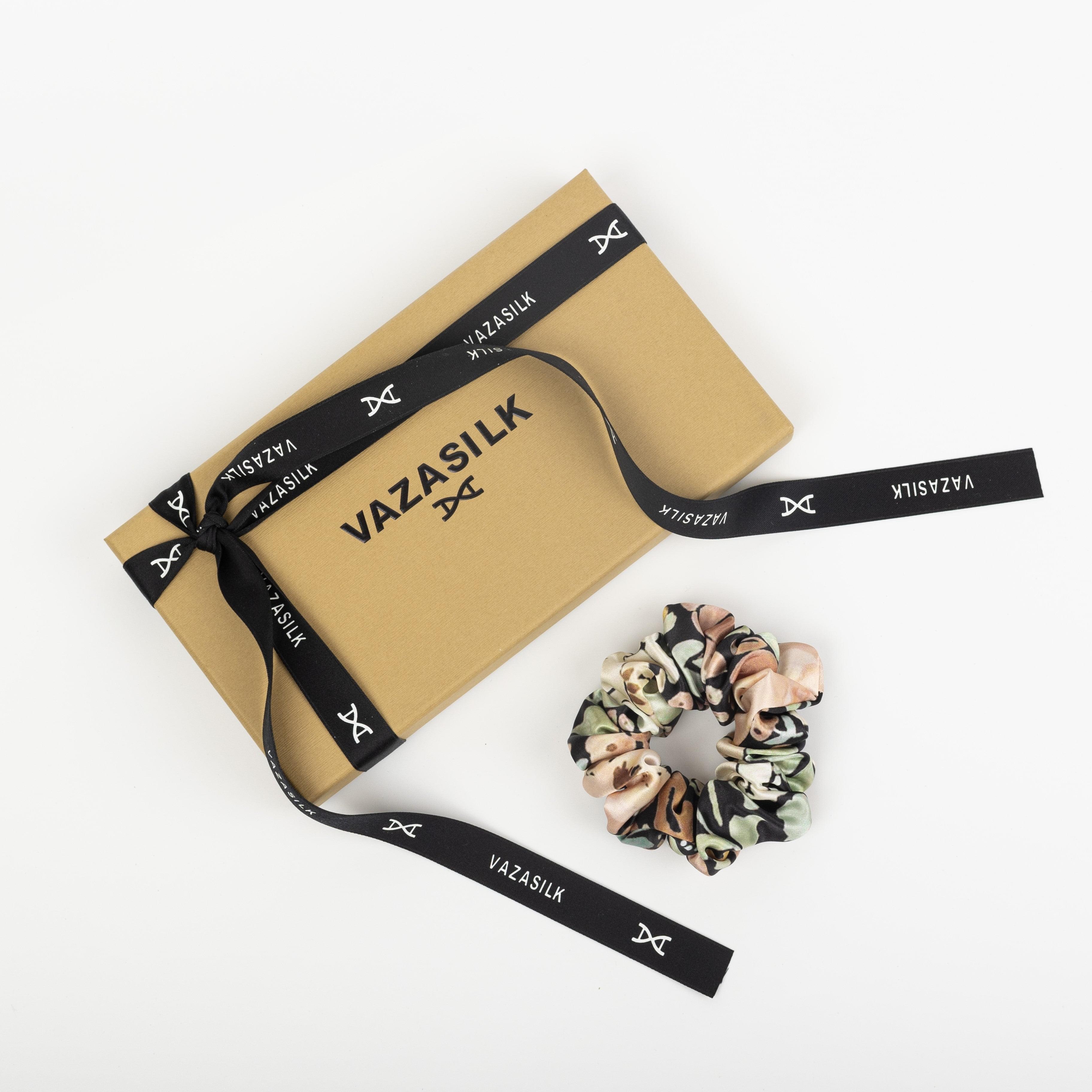 Floral Mulberry Silk Hair Scrunchies Large 6pcs - VAZASILK