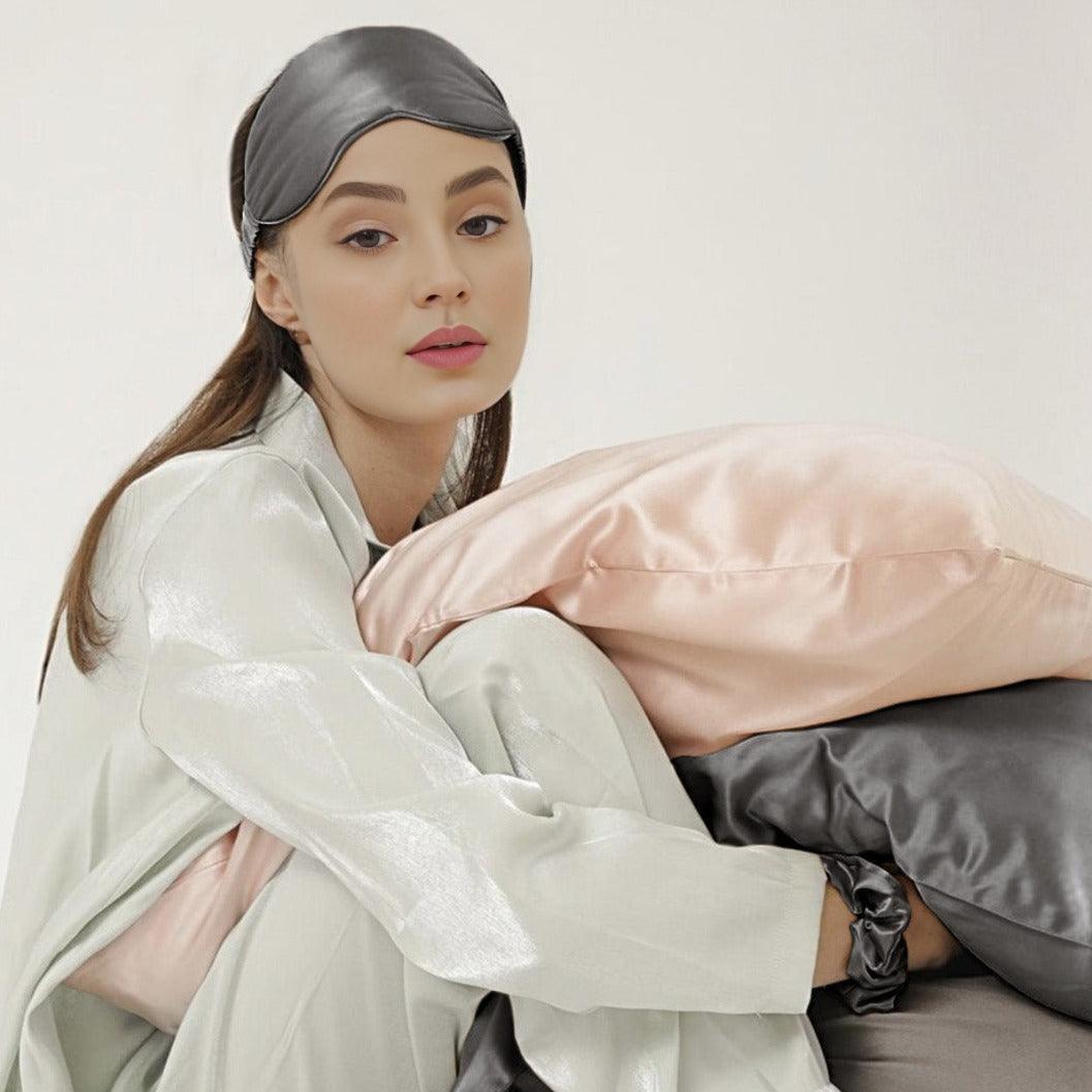 Gray Pure Mulberry Silk Sleep Eye Mask - VAZASILK