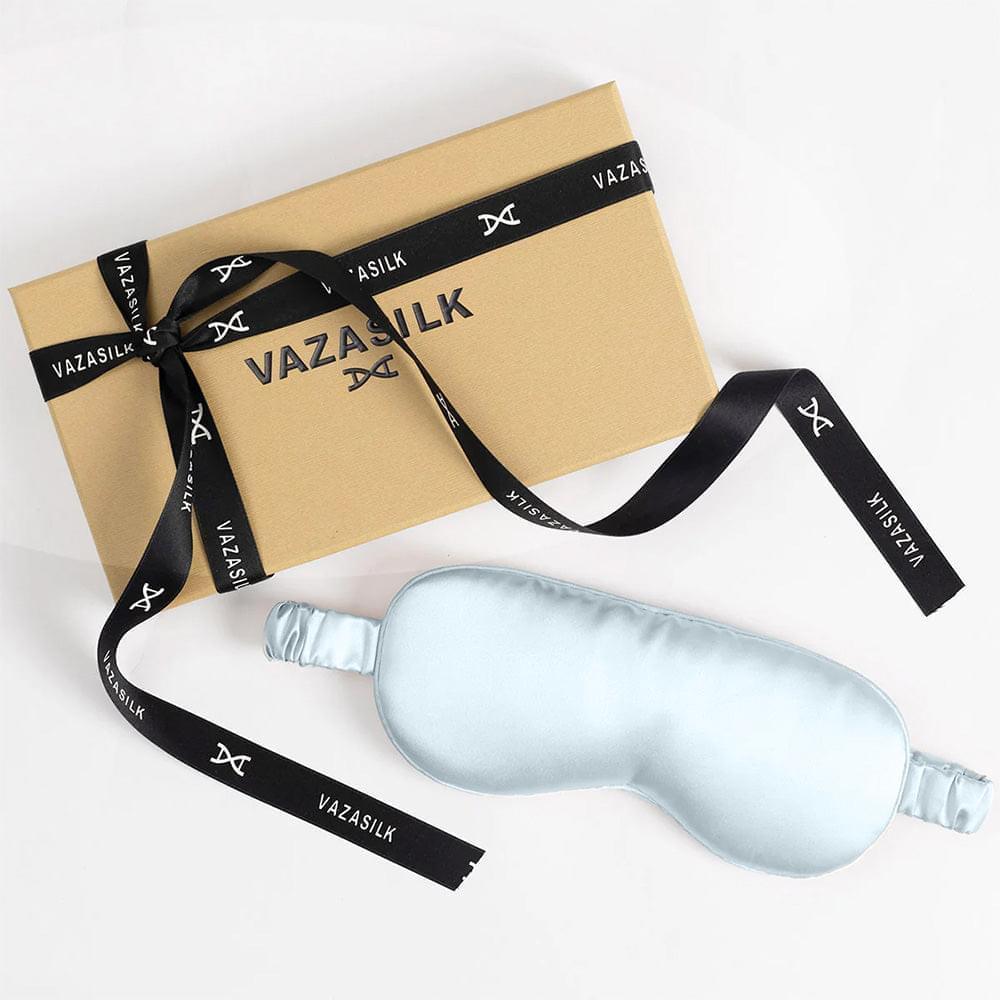 Light Blue Pure Mulberry Silk Sleep Eye Mask - VAZASILK