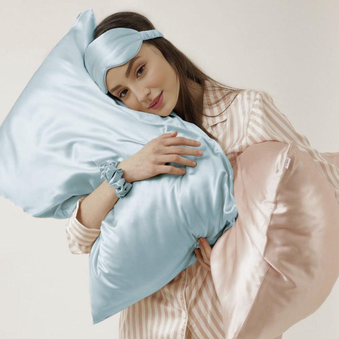 Light Blue Pure Mulberry Silk Sleep Eye Mask - VAZASILK