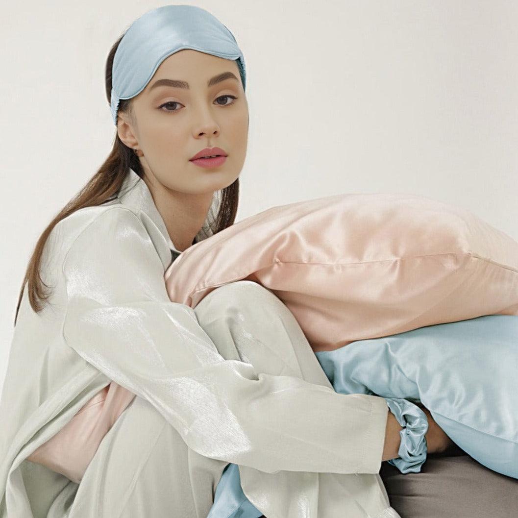 Light Blue Pure Mulberry Silk Sleep Eye Mask - VAZASILK