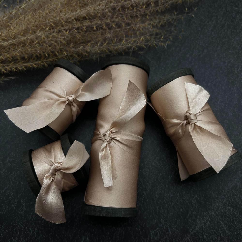 Light Champagne Pure Silk Ribbon - VAZASILK